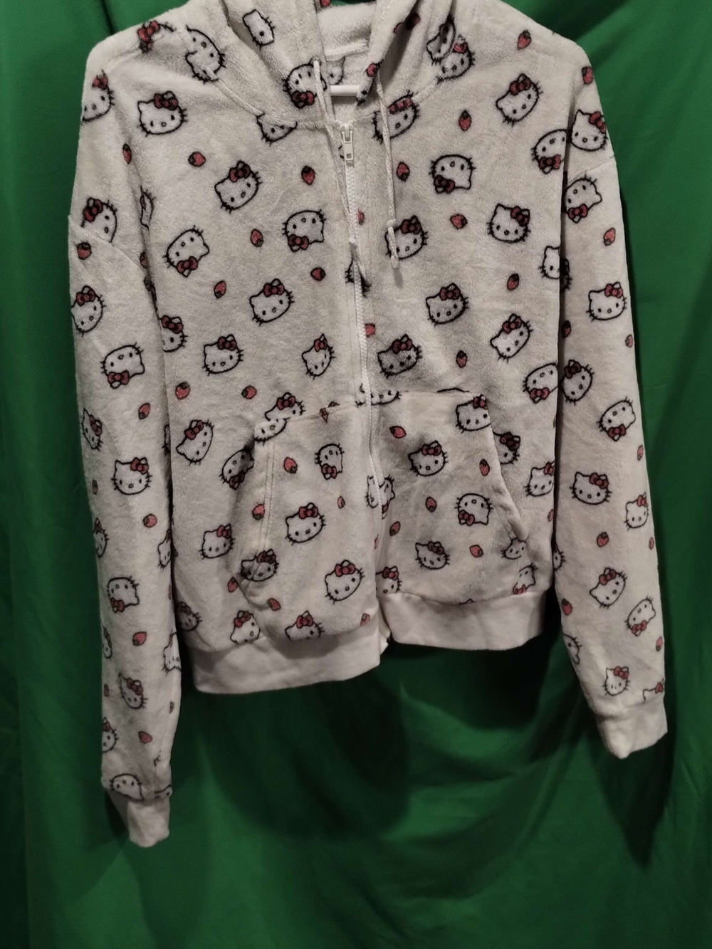 Hello Kitty White & Pink Fleece Zip Hoodie for Girls